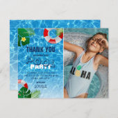 Tropical Cool Pool Party Photo Thank You Card (Front/Back)