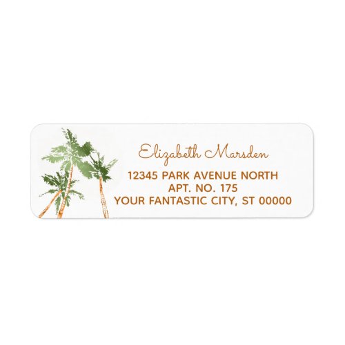 Tropical Copper Palm Trees Beach Return Address Label