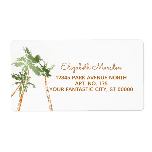 Tropical Copper Palm Trees Beach Shipping Label