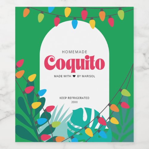 Tropical Coquito Christmas Wine Label