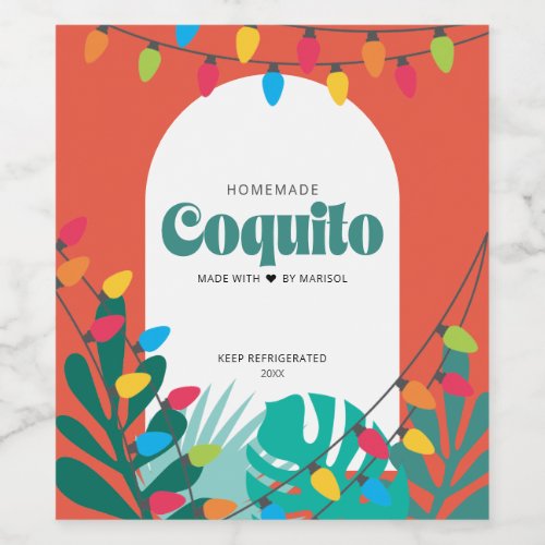 Tropical Coquito Christmas Wine Label