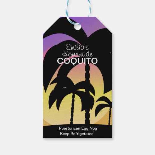 Tropical Coquito Recipe Drink Coconut Egg Nog    Gift Tags