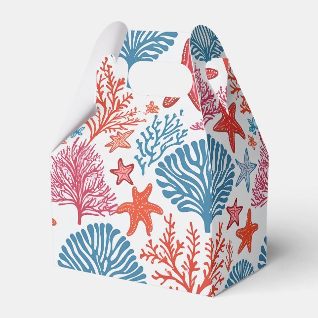 Tropical coral and starfish pattern favor boxes (Front Side)