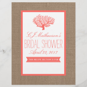 Tropical Coral Beach Bridal Shower Recipe Divider