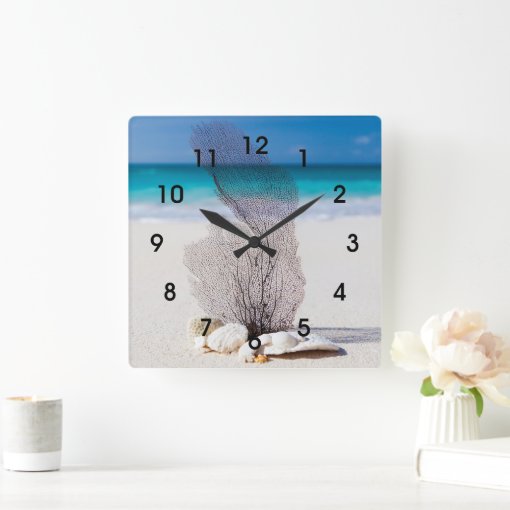 Tropical Coral Beach Wall Clock | Zazzle