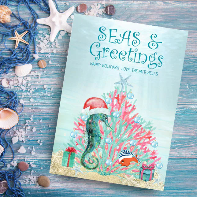 Seas And Greetings Christmas Card 