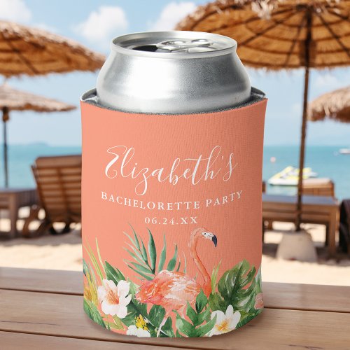 Tropical Coral Floral Bachelorette Party Can Cooler