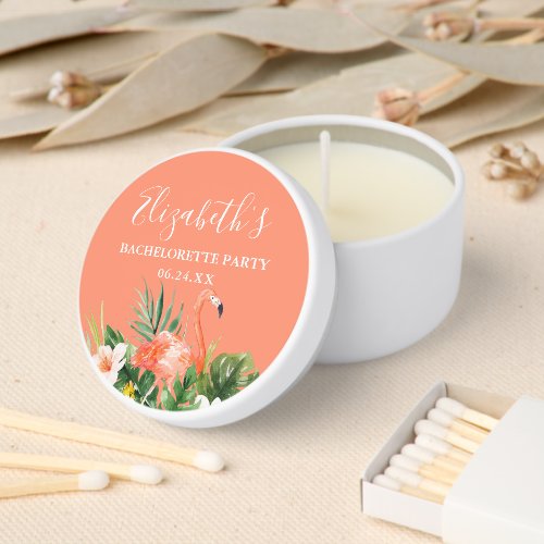 Tropical Coral Floral Bachelorette Party Mini Candle Favors