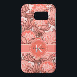 Tropical Coral Floral Pattern with Monogram Samsung Galaxy S7 Case<br><div class="desc">Vibrant shades of coral in this feminine tropical floral pattern. Shown here with both a monogram and name,  simply edit the sample text with your own desired monogram and name.</div>