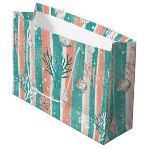 Tropical Coral Ocean Pattern Large Gift Bag