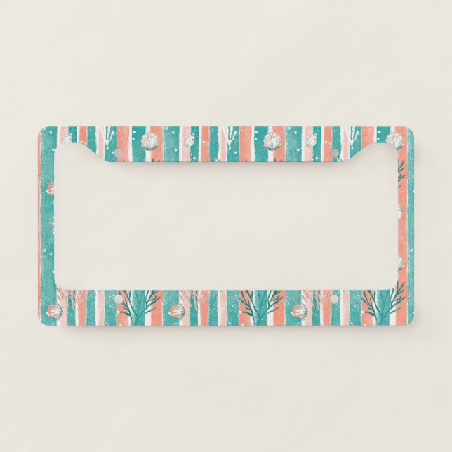 Tropical Coral Ocean Pattern License Plate Frame (Front)
