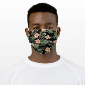 Tropical Coral Peach Hibiscus Flower Pattern Adult Cloth Face Mask (Worn)