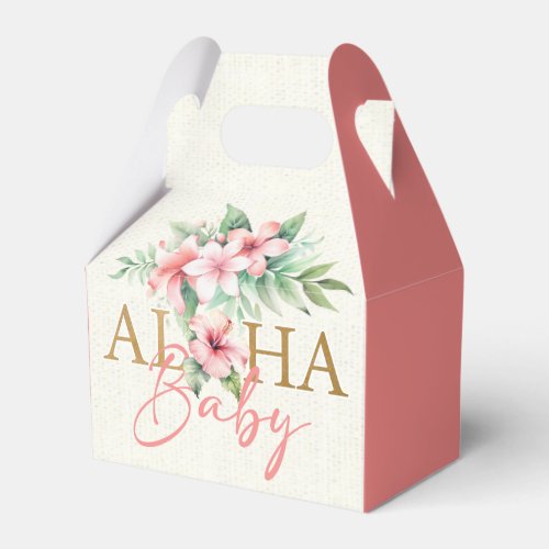 Tropical Coral Pink Floral Aloha Baby Shower Favor Boxes