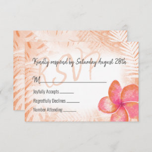 Tropical Coral Pink Plumeria RSVP Enclosure Card