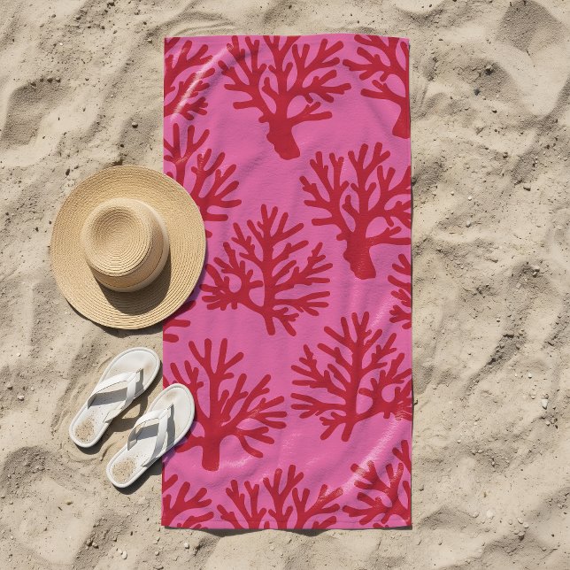 Tropical Coral Red Pink Beach Towel (Creator Uploaded)