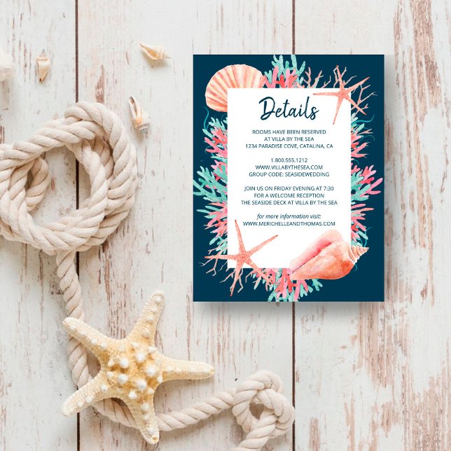 Tropical Coral Reef | Beach Wedding Details Enclosure Card (Creator Uploaded)