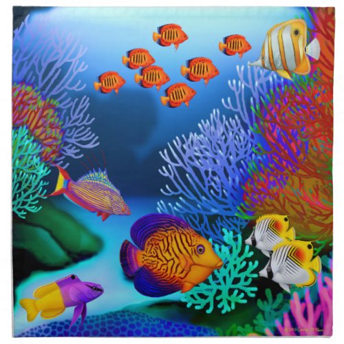 Tropical Coral Reef Fish American MoJo Napkins