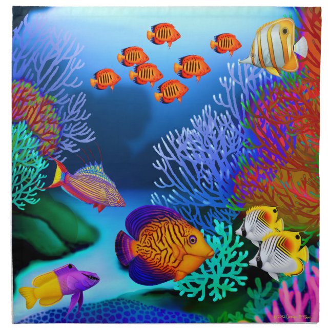 Tropical Coral Reef Fish American MoJo Napkins (Front)