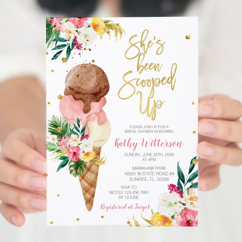 Tropical Corn Colorful Ice Cream Bridal Shower Invitation