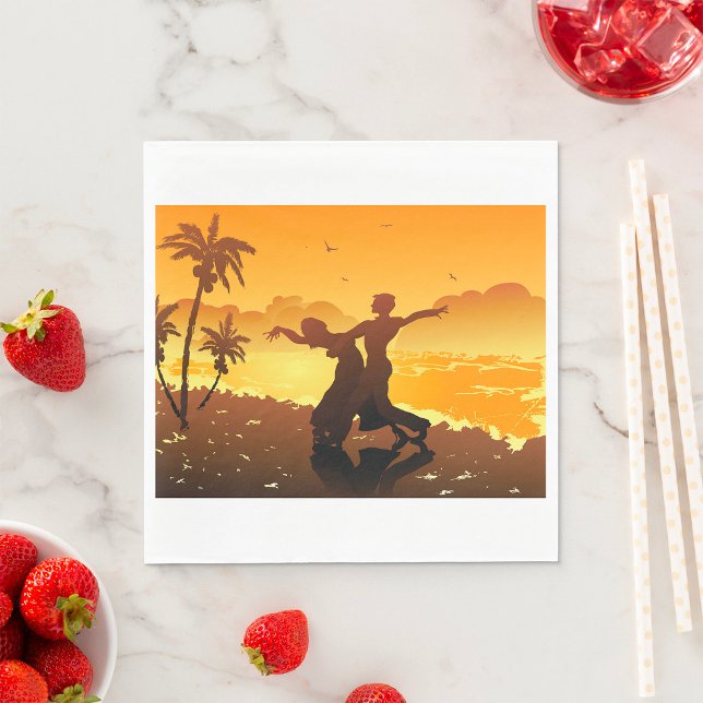 Tropical Couple Dancing at Sunset Beach Napkins (Creator Uploaded)