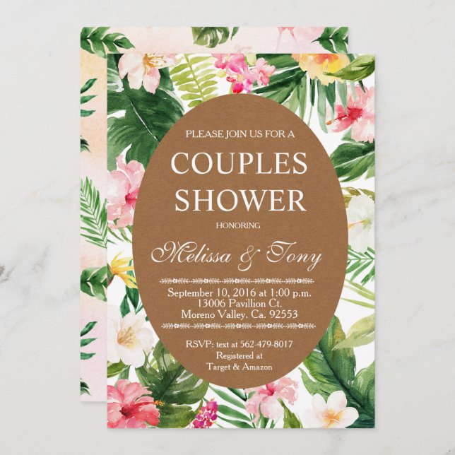 Tropical Couple Shower Invitation (Front/Back)