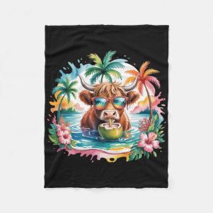 Tropical Cow Summer Vibes Funny Beach Girls Women Fleece Blanket