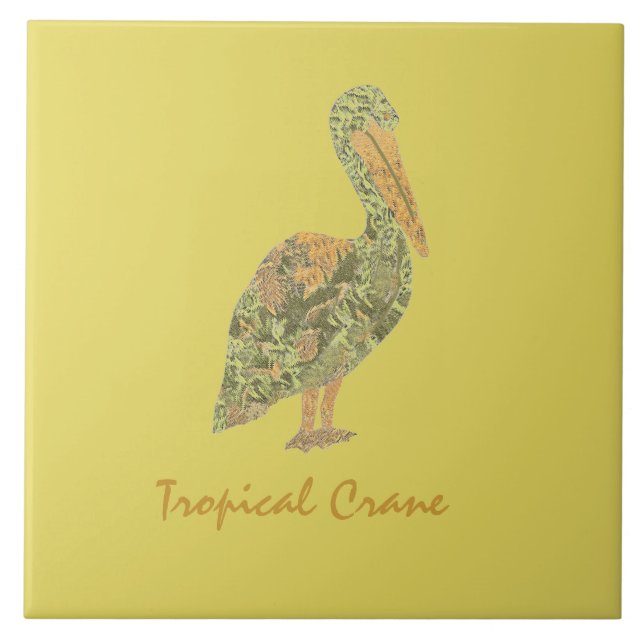 Tropical Crane  Ceramic Tile (Front)