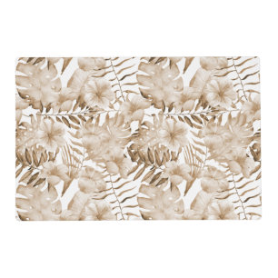 Tropical Cream Floral Leaves Placemat
