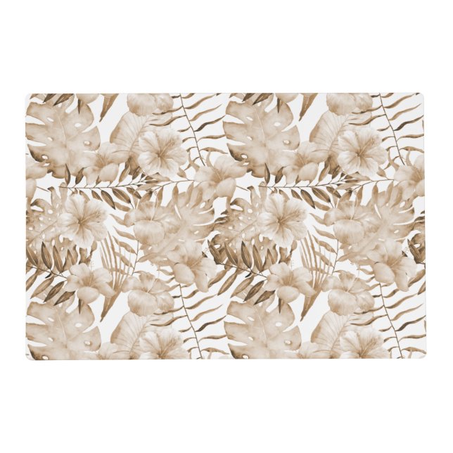 Tropical Cream Floral Leaves   Placemat (Front)