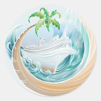 Tropical Cruise Classic Round Sticker by raginggerbils at Zazzle