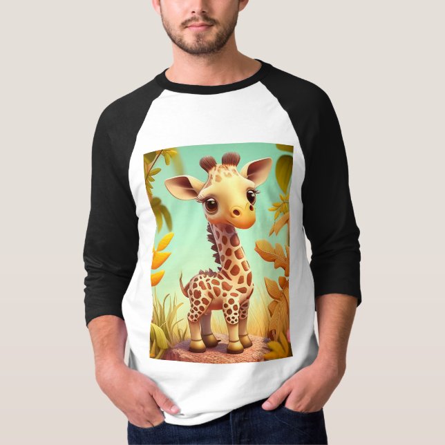 Tropical Cute Baby Giraffe Cartoon-37560 T-Shirt (Front)