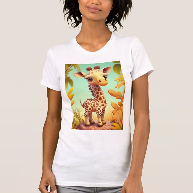 Tropical Cute Baby Giraffe Cartoon-37560 T-Shirt (Front)
