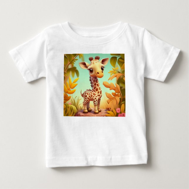 Tropical Cute Baby Giraffe Cartoon-37560 T-Shirt (Front)