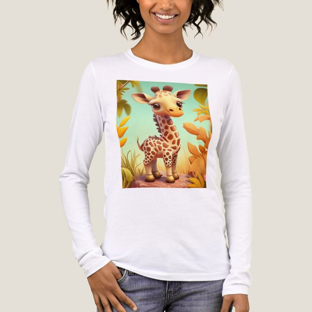Tropical Cute Baby Giraffe Cartoon-37560 Tri-Blend Shirt (Front)