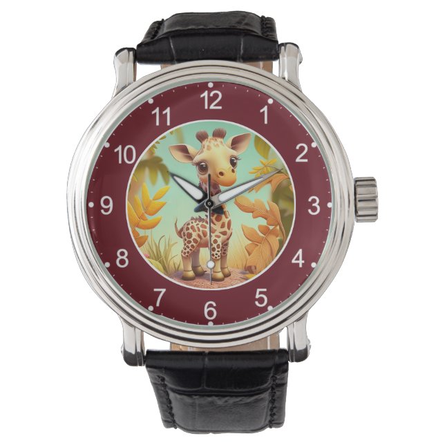 Tropical Cute Baby Giraffe Cartoon-37560 Watch (Front)