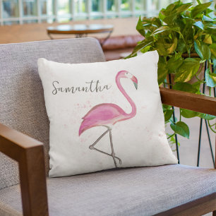 Tropical Cute Custom Pink Flamingo  Throw Pillow