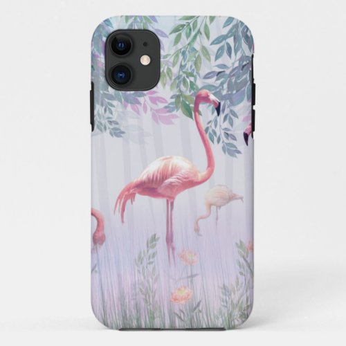 Tropical Cute Family Pink Flamingos iPhone 11 Case