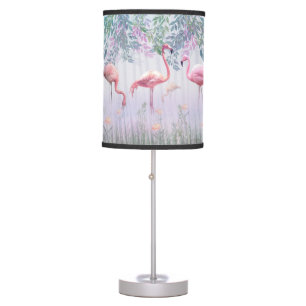 Tropical Cute Family Pink Flamingos Table Lamp