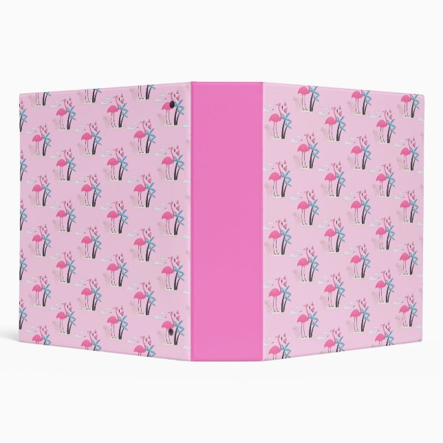 Tropical Cute funny flamingo watercolor pattern 3 Ring Binder (Background)