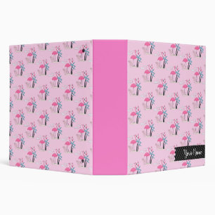 Tropical Cute funny flamingo watercolor pattern 3  Ring Binder