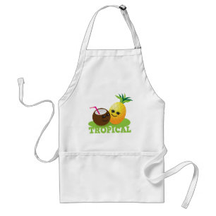 TROPICAL cute Kawaii Coconut and pineapple Adult Apron