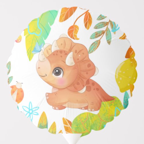 Tropical Cute Orange Dinosaur Baby Shower Custom Balloon