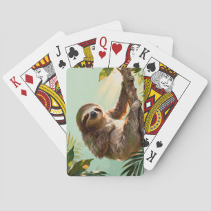 Tropical Cute Sloth Relaxing Jungle Animal Vibes Poker Cards