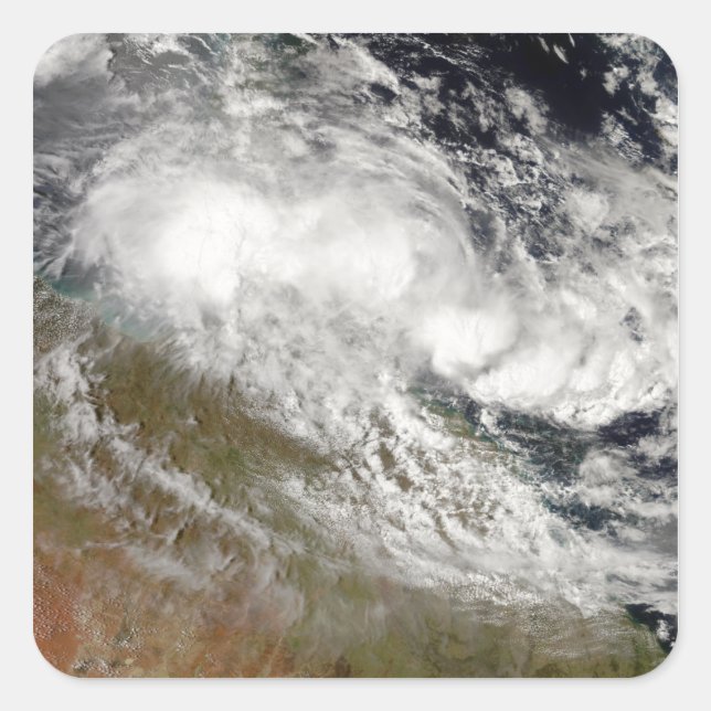 Tropical Cyclone Olga over northeast Australia Square Sticker (Front)