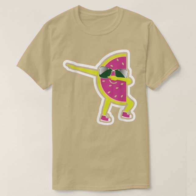 Tropical Dabbing Watermelon Fruit Hello Summer Veg T-Shirt (Design Front)