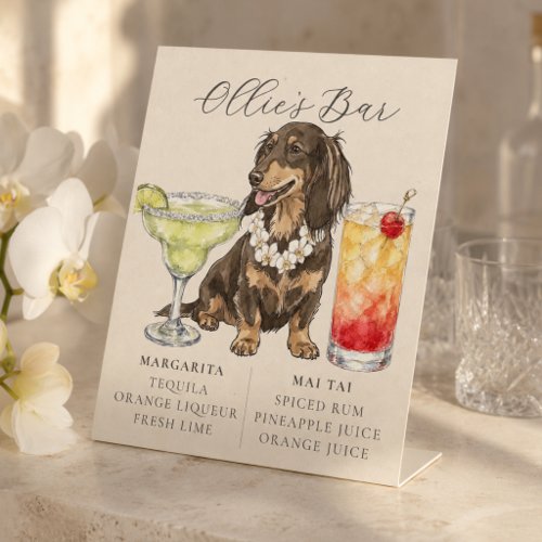 Tropical Dachshund Hawaiian Wedding Bar Sign