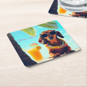 Tropical Dachshund Party Drink Coasters