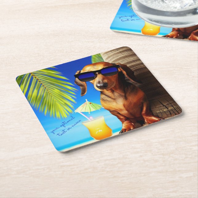 Tropical Dachshund Party Drink Coasters (Angled)