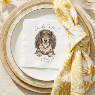 Tropical Dachshund Wedding Drinks On Me Napkins