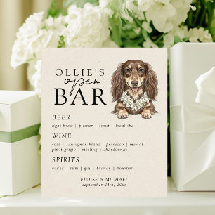 Tropical Dachshund Wedding Open Bar Menu Pedestal Sign